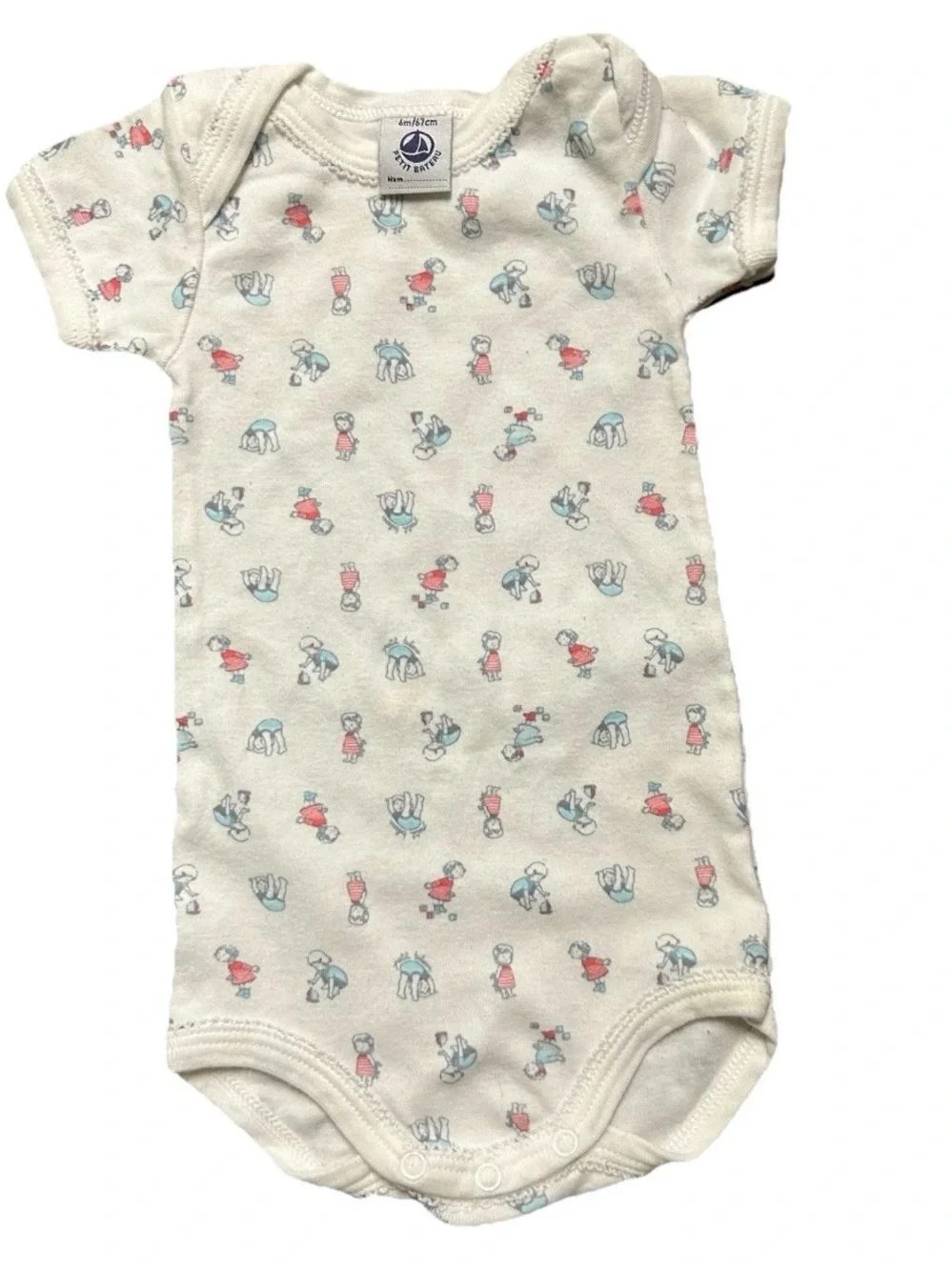 Baby Girl Short Sleeve Bodysuits Petit Bateau Pink Floral Size 3-6 Months